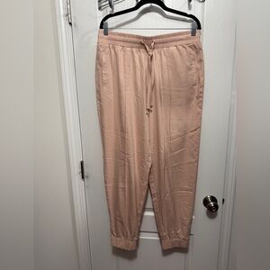 G by Giuliana Black Label Satin‎ Jogger Women’s L Light Pink Pull On Drawstring